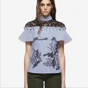 Self portrait new cutwork embroidery frill shirt
